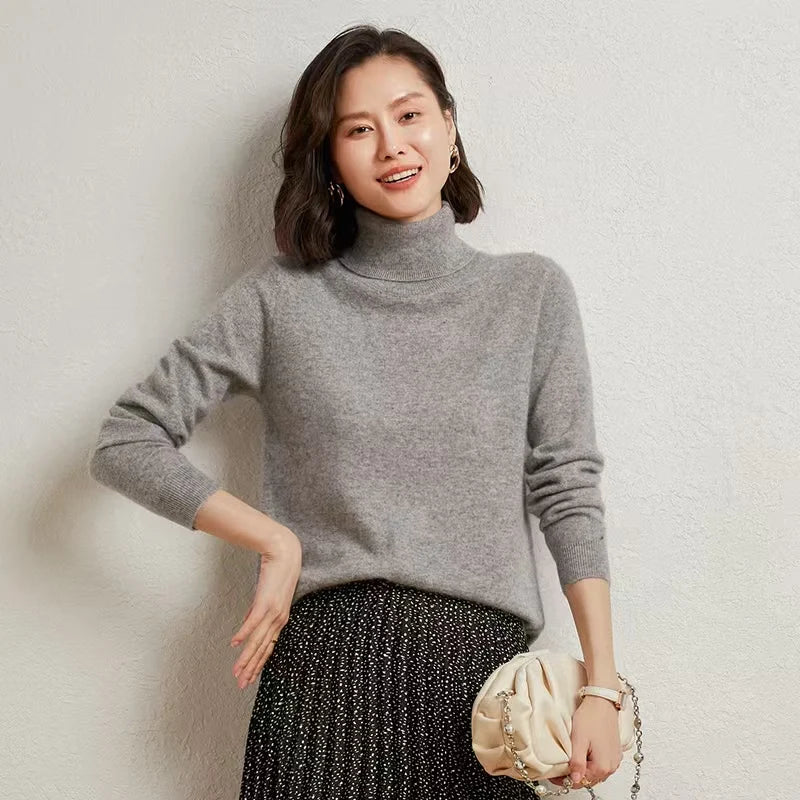 Damen Rollkragenpullover, langärmlig, weiches Material