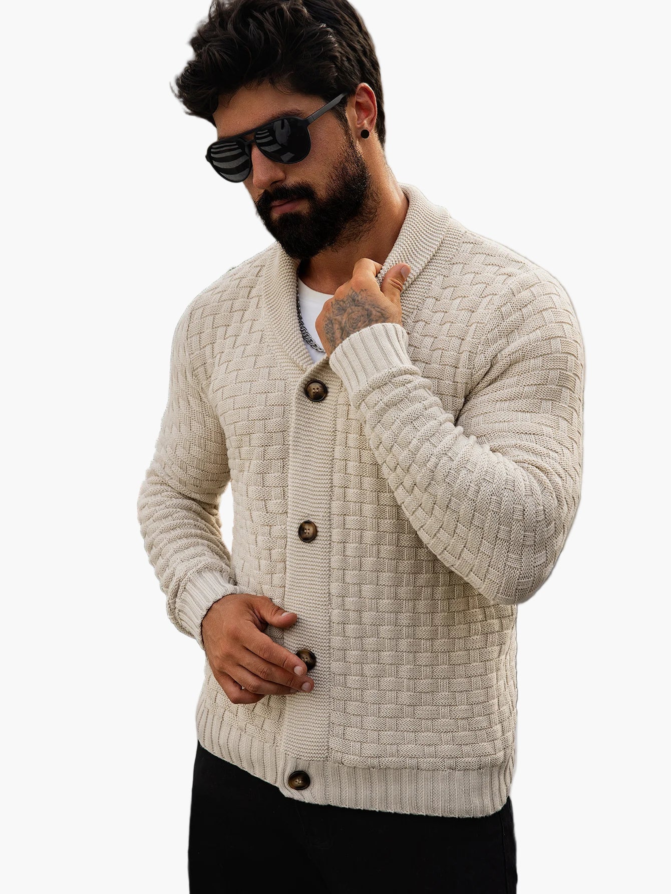 Herren Strickjacke – Modischer Casual Cardigan mit Schalkragen für Alltag und Freizeit