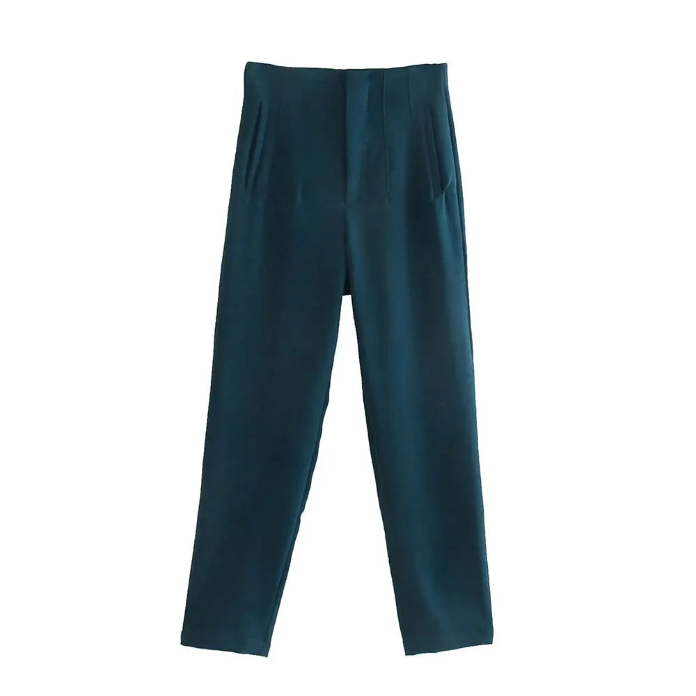 Damen Chinohose High Waist Gerade Beine Elegante Stoffhose Freizeithose