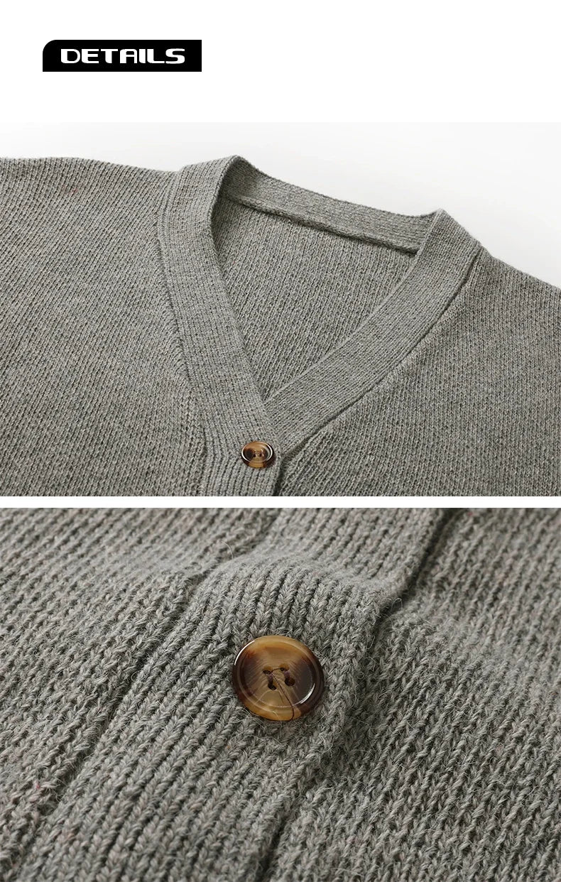 Unisex Strick Cardigan mit V-Ausschnitt und Streifen Schwarz