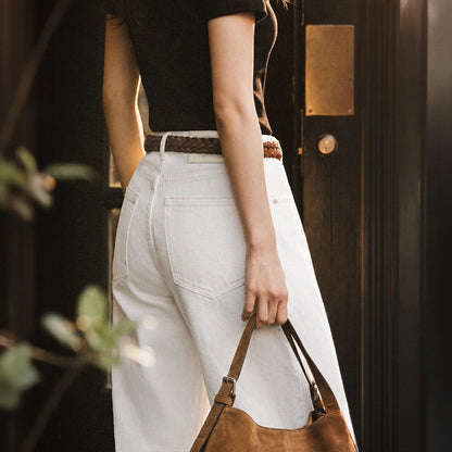 Damen Wide-Leg Hose Weiß mit hohem Bund und weitem Bein