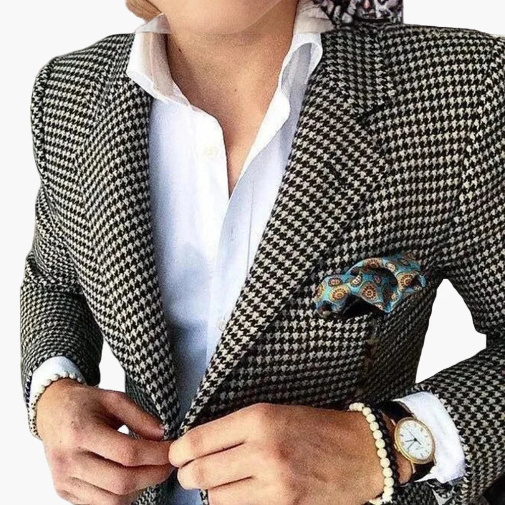 Herren Hahnentritt Sakko – Eleganter Business & Freizeit Blazer im Retro-Stil