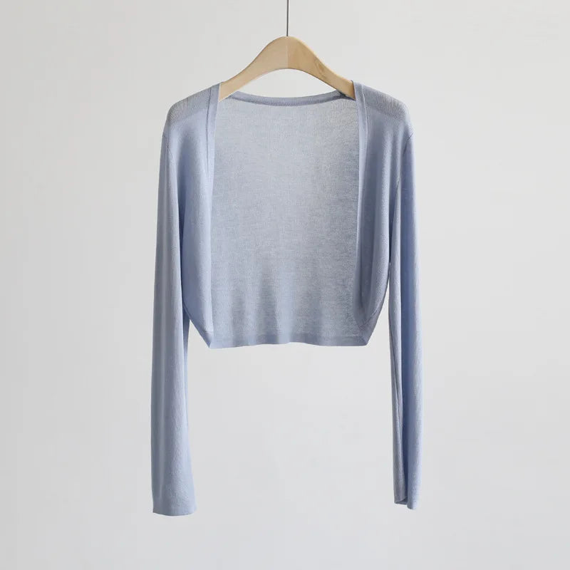 Kurze Damen Bolero Strickjacke Langarm Cardigan Crop Top