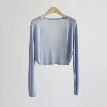 Kurze Damen Bolero Strickjacke Langarm Cardigan Crop Top