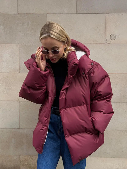 Damen Steppjacke mit Kapuze, kurz, gepolstert