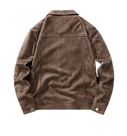 Herren Winterjacke Wildleder-Optik mit Teddyfutter & Sherpa-Kragen, Knopfverschluss