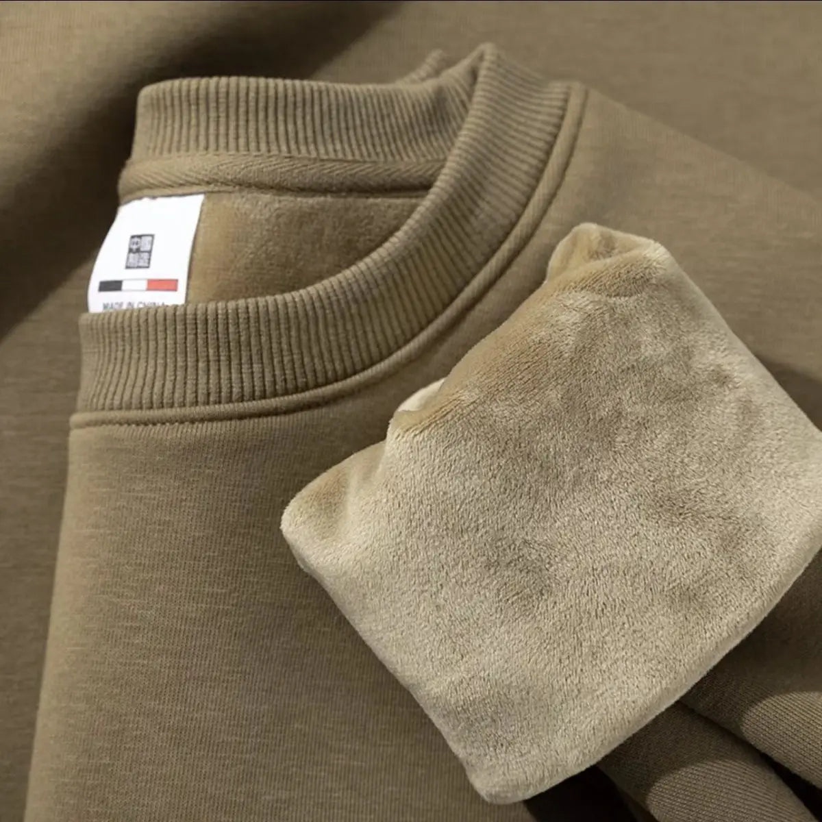 Unisex Langarm Sweatshirt Rundhalsausschnitt mit Rippbündchen warm gefüttert