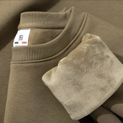 Unisex Langarm Sweatshirt Rundhalsausschnitt mit Rippbündchen warm gefüttert