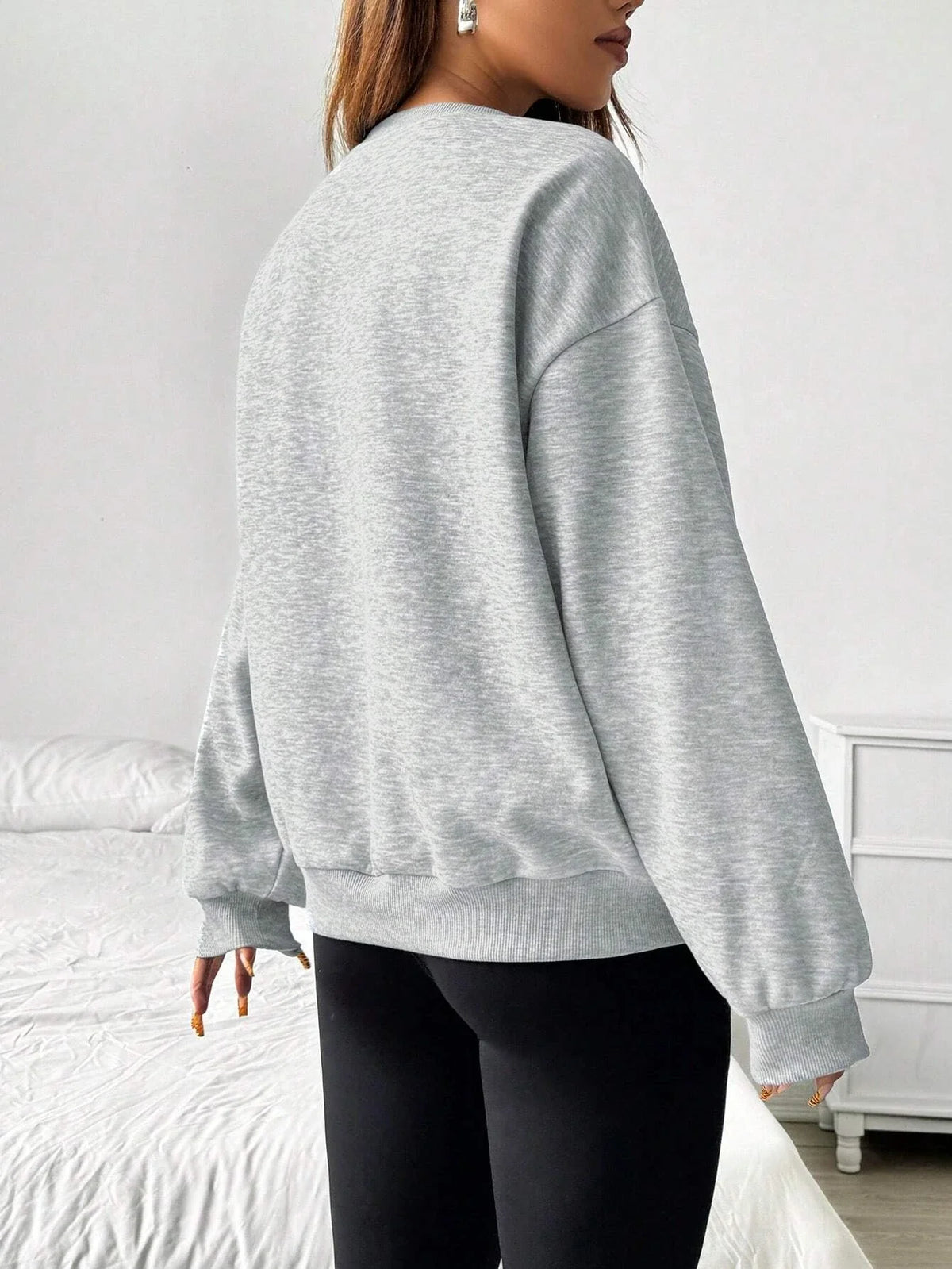 Unisex Basic Rundhals Sweatshirt Langarmshirt Grau