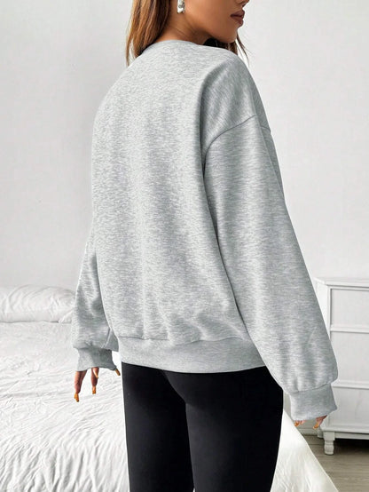Unisex Basic Rundhals Sweatshirt Langarmshirt Grau