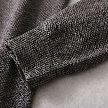 Unisex Langarm-Pullover mit Rundhalsausschnitt Feinstrick Grau Schwarz Braun