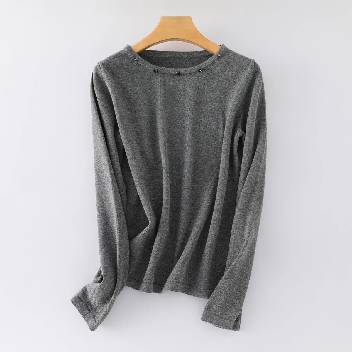 Damen Langarmshirt mit Rundhalsausschnitt & Zierknöpfen, Weicher Stoff, Mehrfarbig