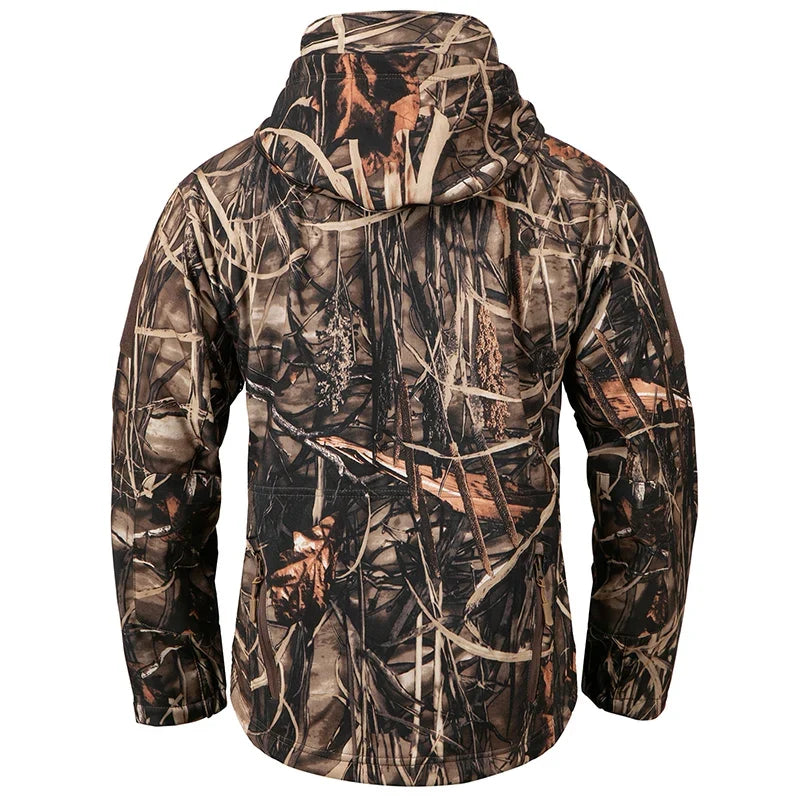 Tarnmuster Outdoorjacke mit Kapuze für Herren, Softshell, diverse Designs