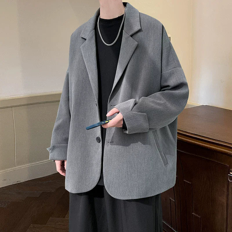 Herren Oversize Blazer Sakko Einreiher Modern Lässige Freizeit Jacke