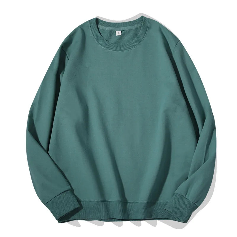 Unisex Langarm Sweatshirt Rundhalsausschnitt Freizeit Pullover Einfarbig