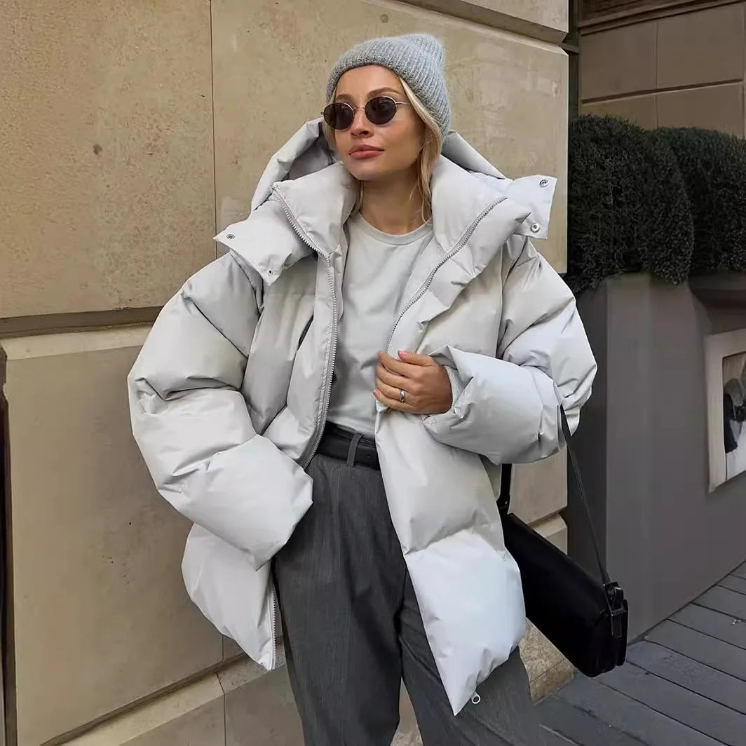 Damen Steppjacke mit Kapuze, kurz, gepolstert