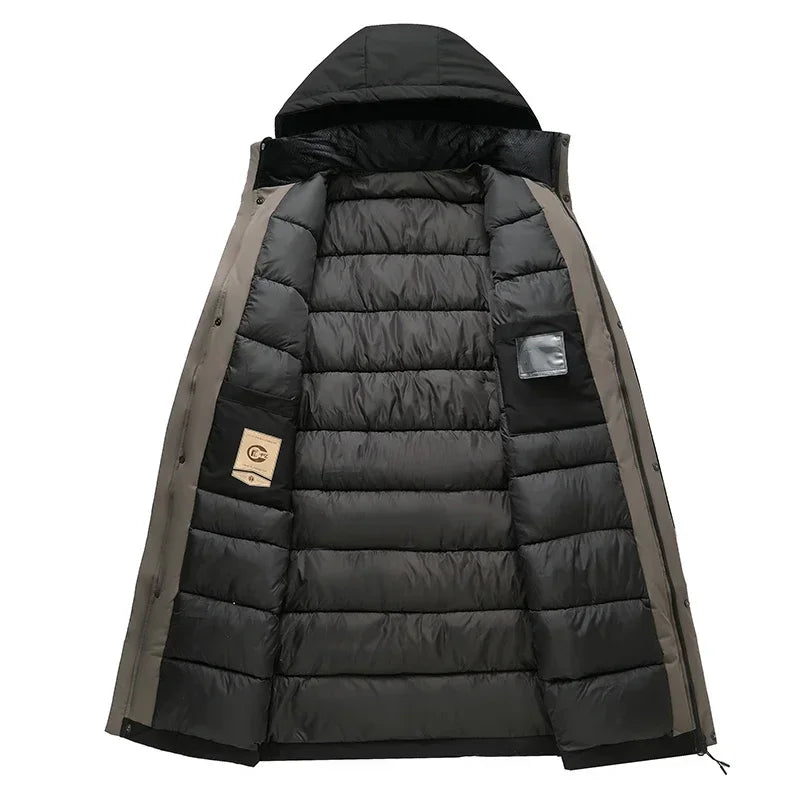 Langer Winterparka mit Kapuze Steppfutter Herren Damen Unisex