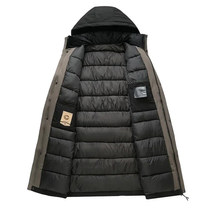 Langer Winterparka mit Kapuze Steppfutter Herren Damen Unisex
