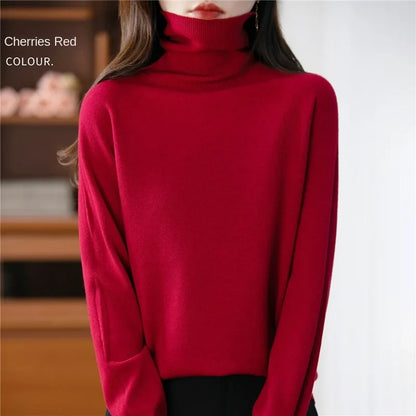 Damen Rollkragenpullover Langarm Strickpullover