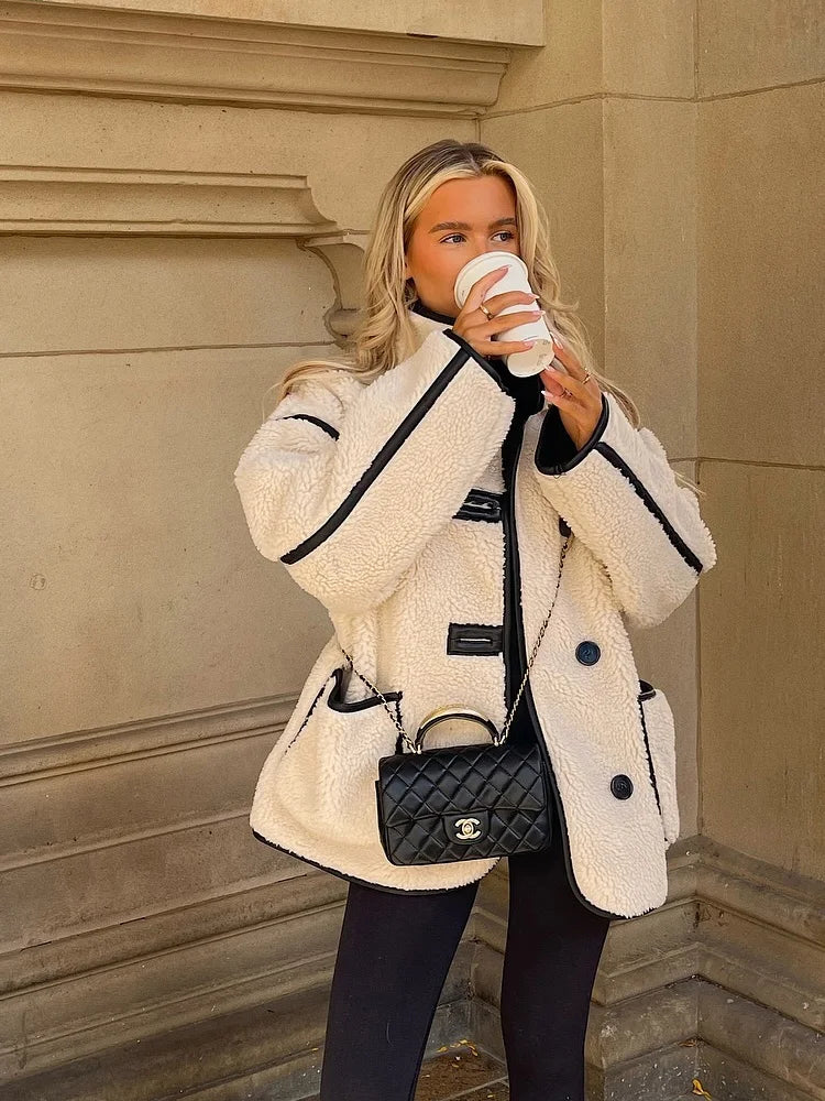 Damen Teddy Oversize Mantel – Modischer Wintermantel im Streetstyle für Alltag und Freizeit