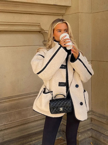 Damen Teddy Oversize Mantel – Modischer Wintermantel im Streetstyle für Alltag und Freizeit