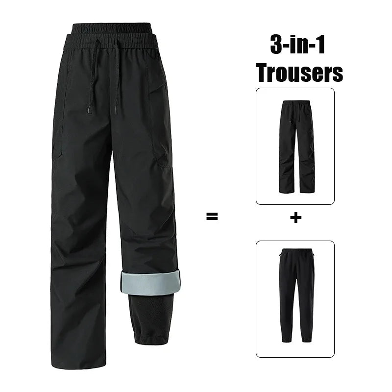 Unisex 3-in-1-Hose mit Fleecefutter, Kordelzug und elastischem Bund