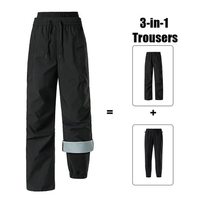 Unisex 3-in-1-Hose mit Fleecefutter, Kordelzug und elastischem Bund