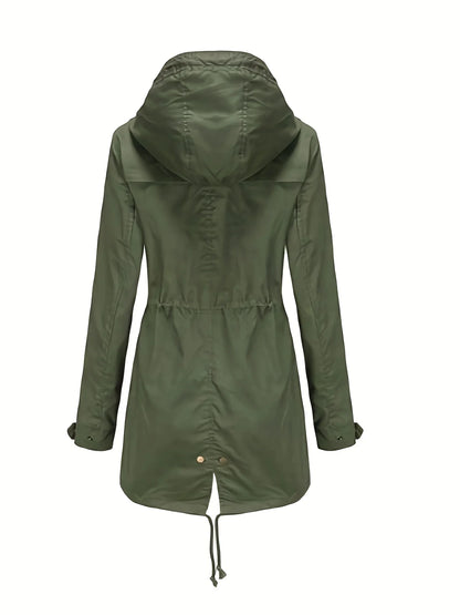 Damen Jacke mit Kapuze und Reißverschluss, Kordelzug