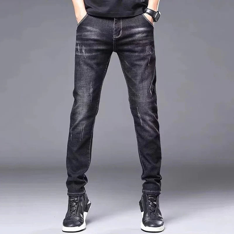 Herren Slim Fit Jeans mit Used-Effekten – Blau
