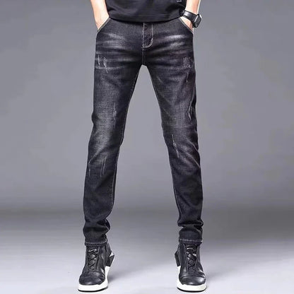Herren Slim Fit Jeans mit Used-Effekten – Blau