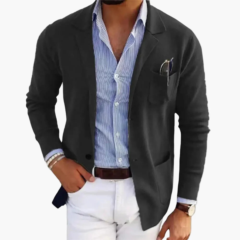 Herren Business Casual Blazer – Einreihiges Sakko mit Revers und Taschen, Elegantes Freizeit- und Business-Outfit