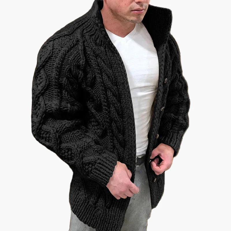 Herren Strickjacke mit Zopfmuster – Modernes, warmes Freizeit- und Winter-Outfit