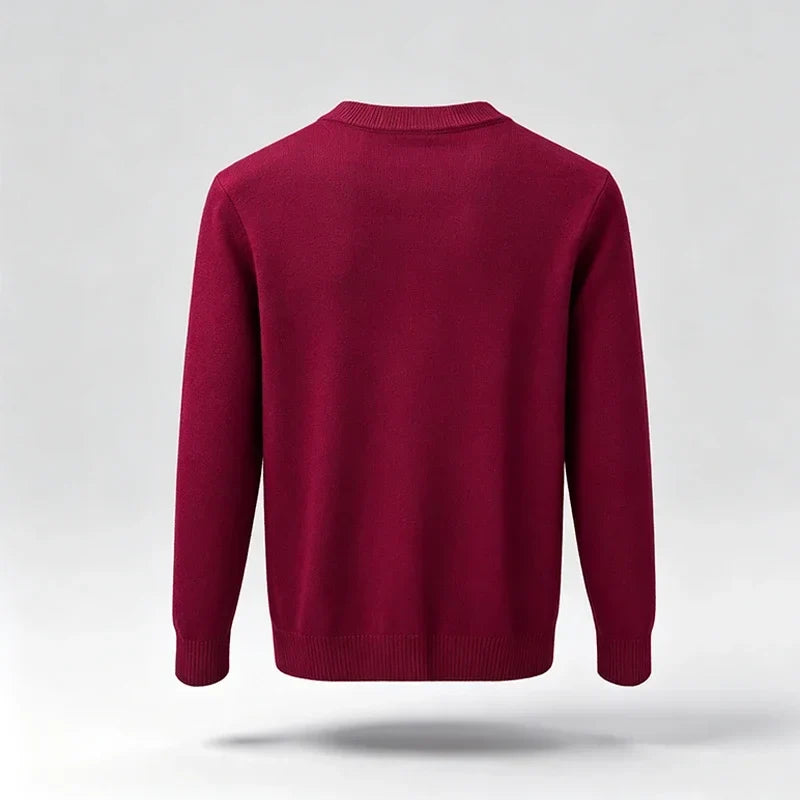 Unisex Langarm Pullover Rundhalsausschnitt Feinstrick Beige