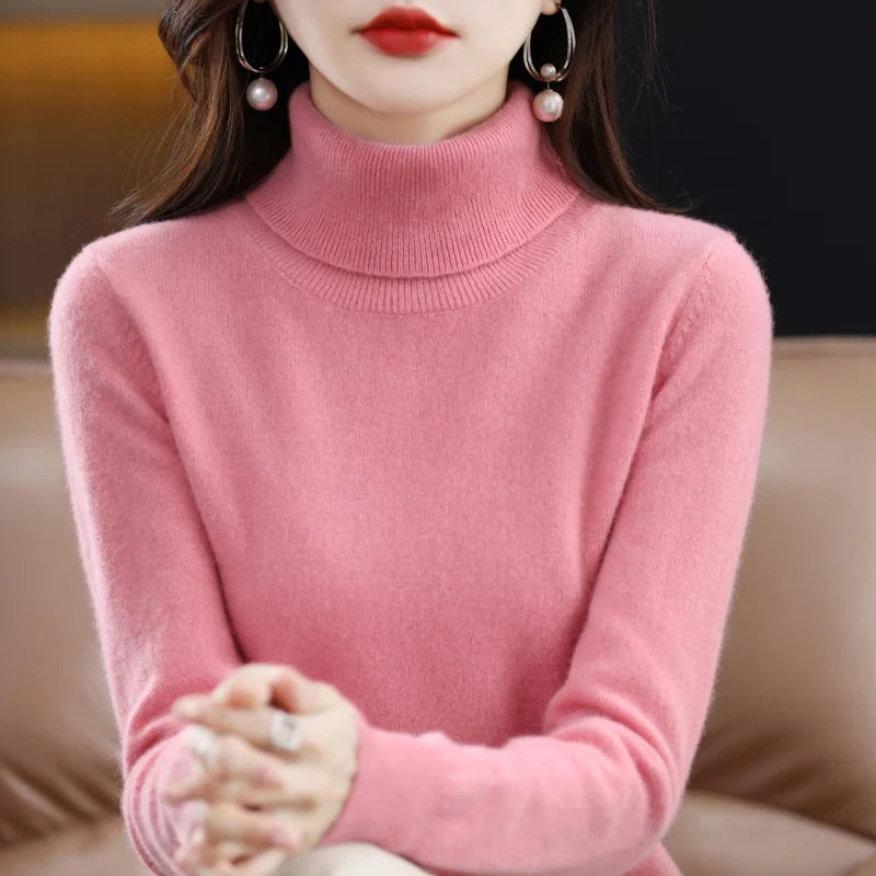Damen Rollkragenpullover, weiches Material, langärmlig