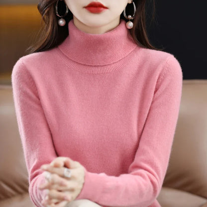 Damen Rollkragenpullover, weiches Material, langärmlig