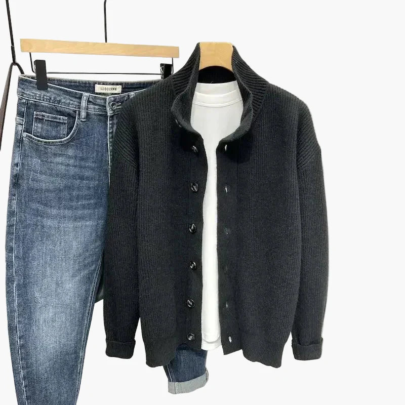 Herren Strickjacke mit Stehkragen – Lässiger Cardigan für Alltag und Freizeit