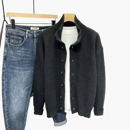 Herren Strickjacke mit Stehkragen – Lässiger Cardigan für Alltag und Freizeit