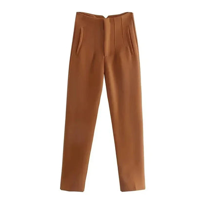 Damen High-Waist Hose Business Elegant Knöchellang