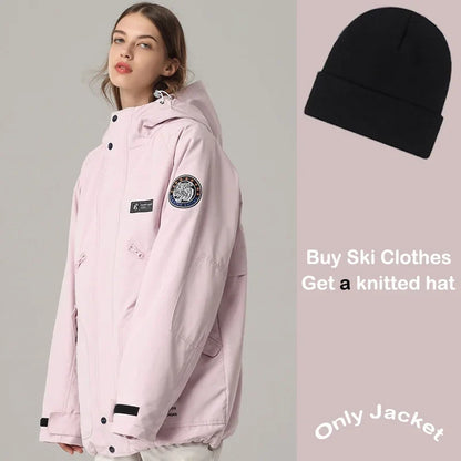 Unisex Winter Skijacke mit Kapuze & Reißverschluss Wasserdichte Winterjacke