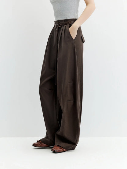 Weite Damen Hose mit hohem Bund und Karomuster