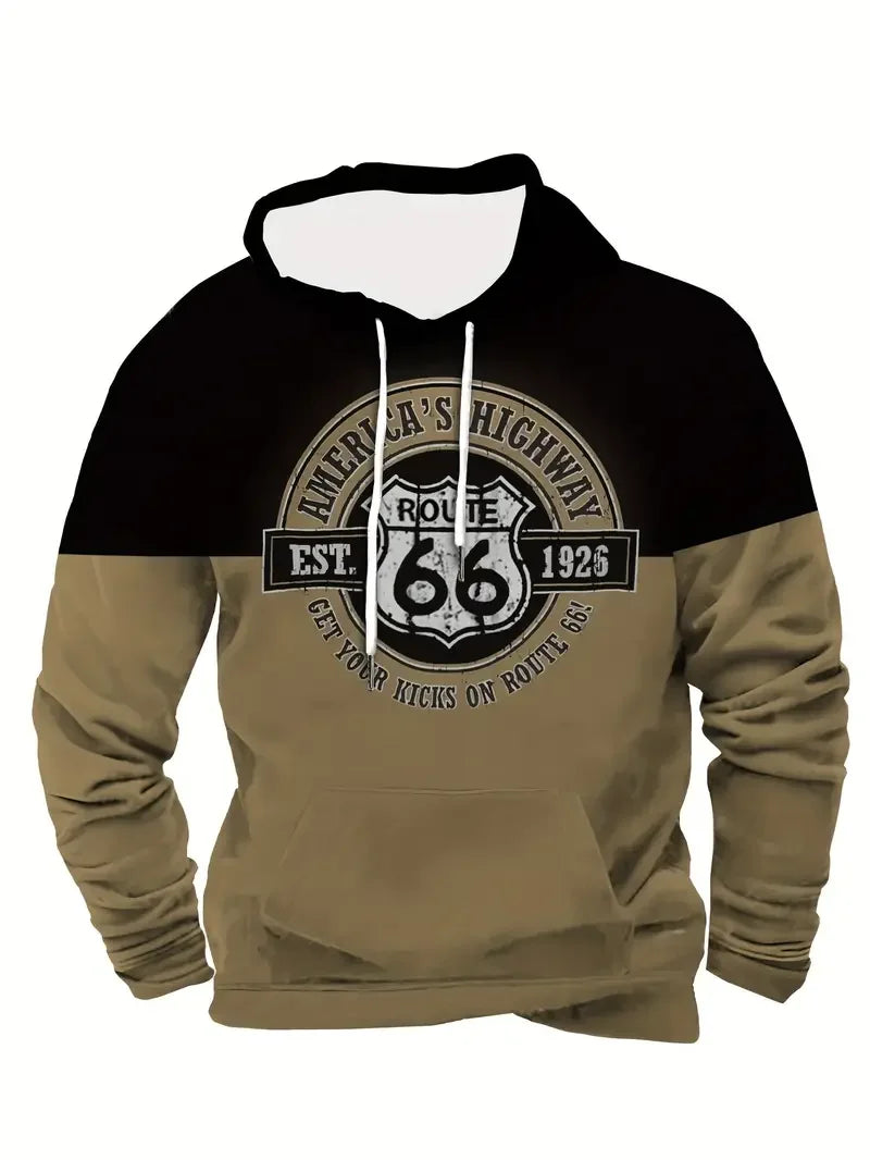 Herren Hoodie mit Hirsch-Motiv und Muster Ärmeln