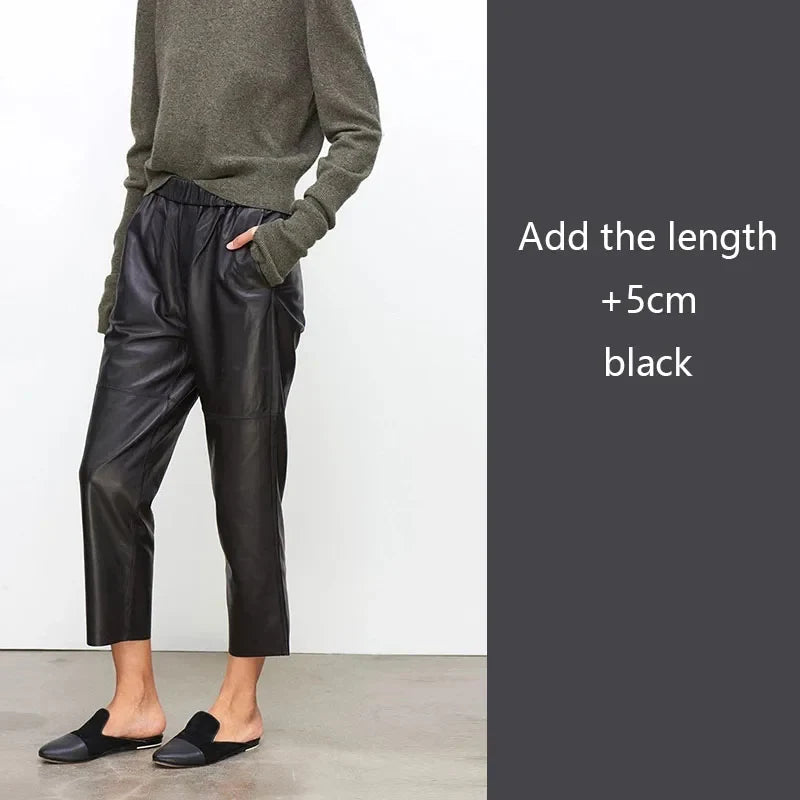 Damen Hose elastischer Bund Knöchellang Schwarz