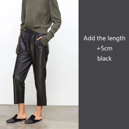 Damen Hose elastischer Bund Knöchellang Schwarz