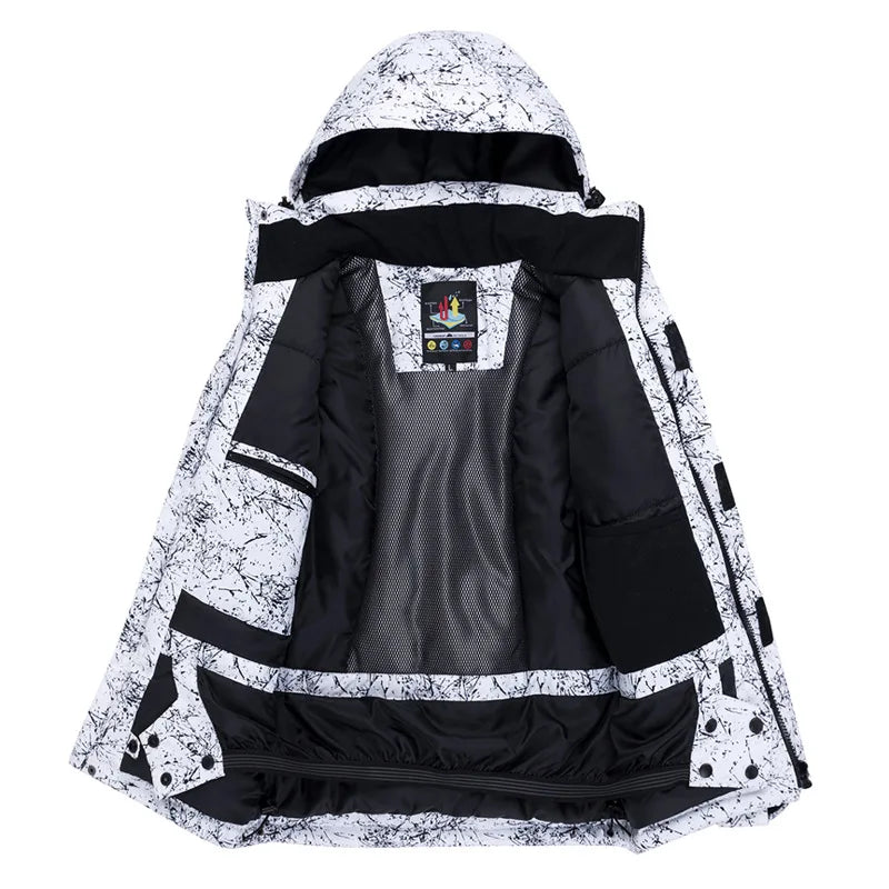 Bunte Outdoor Jacke mit Kapuze und Reißverschluss, Wasserabweisende Windjacke für Damen