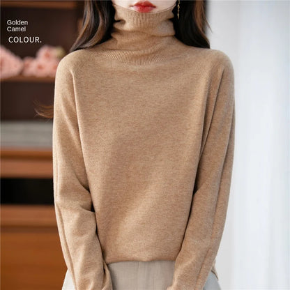 Damen Rollkragenpullover Langarm Strickpullover