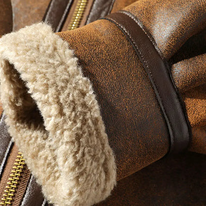 Unisex Winterjacke mit Sherpa-Futter und Reißverschluss – Braun