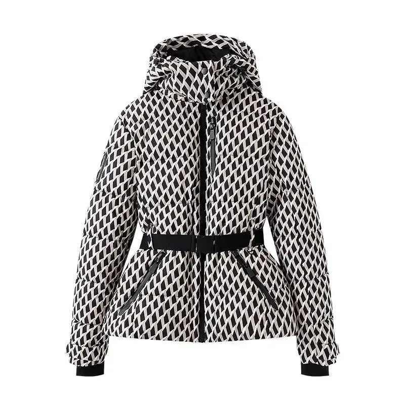 Damen Steppjacke mit Kapuze und Gürtel, glänzend, in verschiedenen Farben