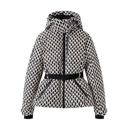 Damen Steppjacke mit Kapuze und Gürtel, glänzend, in verschiedenen Farben