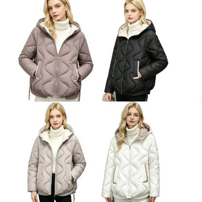 Damen Steppjacke mit Kapuze – Kurze Übergangsjacke Gepolstert