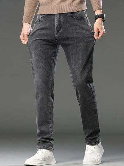 Jeans Herren Denim Hose Dunkelgrau Regular Fit